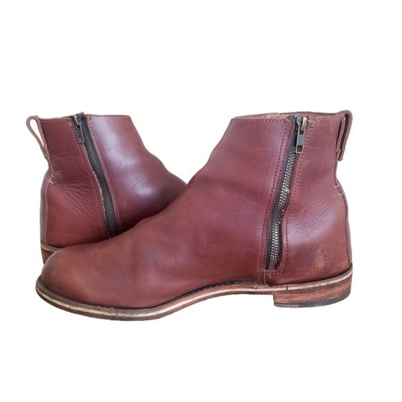 HELM Pablo Men's US 10.5 M Brown Moto-Inspired Leather Zip Up Ankle Boots - Picture 11 of 11